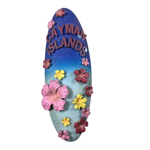 Cayman Islands Surfboard Magnet With Floral Design vacation Souvenir beach - Picture 1 of 3